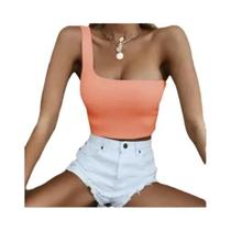 Top Cropped Feminino De Um Ombro Só Sem Mangas Para O Verão, Blusa Regata De Praia Com Barriga À Top Cropped Feminino De Um Ombro Só Sem Mangas Para O Verão, Blusa Regata De Praia Com Barriga À