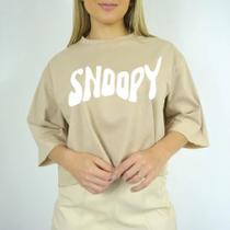 Top Cropped Feminino Estampa Snoopy Diversas Cores Malha Algodão