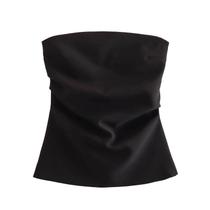 Top Cropped Feminino Fora do Ombro com Detalhe Ruched - Preto, Branco e Rosa