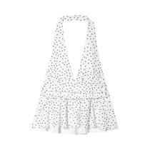Top Cropped Feminino Halter Com Poás, Sem Costas, Sexy E Elegante, Estilo Boho, Com Franzido, Para O