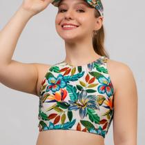 Top Cropped Feminino Piscina Praia Fitness Com Bojo Estampado Digital UV50+ Top Cropped Feminino Piscina Praia Fitness Com Bojo Estampado Digital UV50+