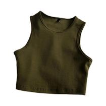 Top Cropped Feminino Retrô De Cintura Alta, Sem Mangas, Elástico E Modelador Para O Verão