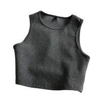Top Cropped Feminino Retrô De Cintura Alta, Sem Mangas, Elástico E Modelador Para O Verão