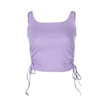 Top Cropped Feminino Sem Mangas Com Drapeado, Estilo Casual Urbano, Com Amarração, Para Fitness De Top Cropped Feminino Sem Mangas Com Drapeado, Estilo Casual Urbano, Com Amarração, Para Fitness De