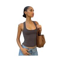 Top Cropped Feminino Sem Mangas Com Gola Quadrada, Elegante, Estilo Y2K, Roupa De Festa, Roupa De Top Cropped Feminino Sem Mangas Com Gola Quadrada, Elegante, Estilo Y2K, Roupa De Festa, Roupa De