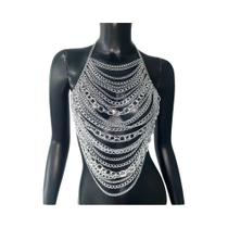Top Cropped Feminino Sexy Com Corrente De Metal E Franjas, Sem Costas, Para Festas, Saída De Praia,