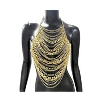 Top Cropped Feminino Sexy Com Corrente De Metal E Franjas, Sem Costas, Para Festas, Saída De Praia,