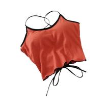 Top Cropped Feminino Slim Fit Com Costas Abertas, Alça Com Almofada Para O Peito, Cor Sólida,