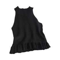 Top Cropped Feminino Versátil Com Babados, Gola Halter, Decote O, Ombro a Ombro, Tubo Justo E Sexy,