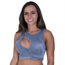 Top cropped fitness decote gota bojo cirrê relevo poliamida helo-orbis - Orbis Fitness