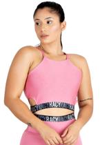 Top Cropped Fitness Detalhe Lateral Rose CCRPA5