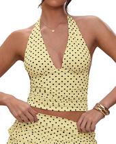Top cropped halter AKLOPVII Y2K de mesh com poás e decote V