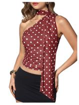 Top cropped halter feminino RoseSeek vinho com poás Top cropped halter feminino RoseSeek vinho com poás