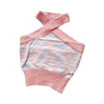 Top Cropped Halter Feminino Tie-Dye Arco-Íris Sem Costas Em Malha Elástica Para Verão E Primavera