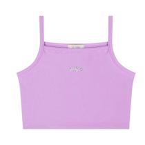 Top Cropped Infantil Kukiê em Poliamida Liso Lilás