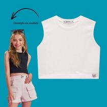 Top Cropped Juvenil Lilimoon em Soft Line Off White
