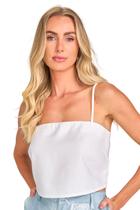 Top Cropped Lado Avesso Em Viscose Off-White Top Cropped Lado Avesso Em Viscose Off-White