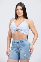 Top Cropped Listrado em Tricoline Attitude, O Toque Moderno para o Seu Guarda Roupa