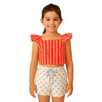 Top Cropped Listras Rosa Verão Fábula Top Cropped Listras Rosa Verão Fábula