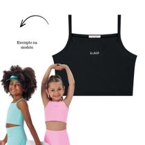 Top Cropped Menina Kukiê em Poliamida Active Preto
