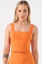 Top Cropped PKS Alfaiataria Linho Laranja Top Cropped PKS Alfaiataria Linho Laranja