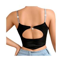 Top Cropped Preto Com Alça De Strass, Costas Abertas, Fivela Em Coração E Recortes, Ajuste Justo, Top Cropped Preto Com Alça De Strass, Costas Abertas, Fivela Em Coração E Recortes, Ajuste Justo,