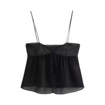 Top Cropped Preto De Malha Com Costas Descobertas E Amarração Para Mulheres, Estilo Chic E Sexy Para Top Cropped Preto De Malha Com Costas Descobertas E Amarração Para Mulheres, Estilo Chic E Sexy Para