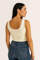 Top Cropped Regata Liso Básico Suplex Forro Duplo Cor:PerolaTamanho:G - TRIBO MODA