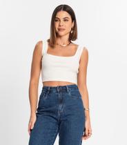 Top Cropped Ribana Básico Rovitex Branco Top Cropped Ribana Básico Rovitex Branco