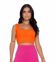 Top Cropped Ribana Básico Rovitex Laranja Top Cropped Ribana Básico Rovitex Laranja