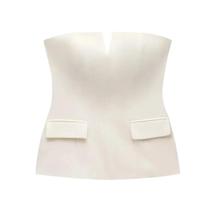 Top Cropped Sem Alças off White Para Mulheres, Verão, Sem Mangas, Estilo Corset