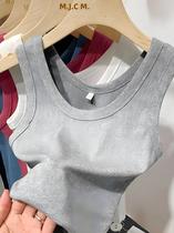 Top Cropped Sem Mangas Feminino Com Decote Redondo, Camiseta De Verão Tricotada, Moda Fitness,