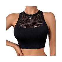 Top Cropped Sexy De Rede Para Mulheres, Sem Ombros, Casual, Estilo Esportivo, Com Recortes, Colete Top Cropped Sexy De Rede Para Mulheres, Sem Ombros, Casual, Estilo Esportivo, Com Recortes, Colete