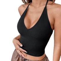 Top Cropped Sexy e Charmoso - Decote Umbilical, Alças Finas e Sem Costas