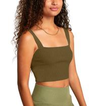 Top Cropped Slim Fitness Tecido Ribanado Feminino Casual