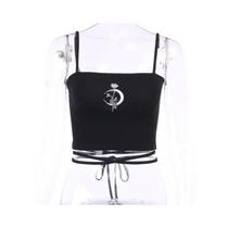 Top Cropped Slim Sem Mangas Com Estampa Gótica Para Mulheres, Sexy, Estilo Halter Para Festas 2022 - TODOBLACK