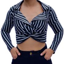 Top Cropped Social com Manga Longa Elegante - Tamanho Único