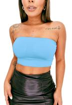 Top Cropped Suplex Lycra Faixa Com Bojo Blusa Sem Alça