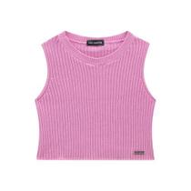 Top Cropped Tricô Rosa