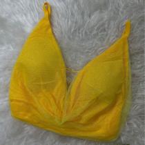 Top Cropped Tule Ano Novo Natal com Bojo de Amarrar COR:AmareloTamanho:M Top Cropped Tule Ano Novo Natal com Bojo de Amarrar COR:AmareloTamanho:M