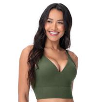 Top Cropped V Rib com Bojo sem Costura Alcaparra