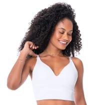 Top Cropped V Rib com Bojo sem Costura Branco Top Cropped V Rib com Bojo sem Costura Branco