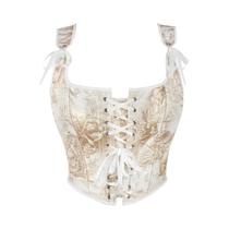 Top Cropped Vintage Feminino Com Corset Overbust, Com Laços, Estilo Gótico Vitoriano, Modelador De