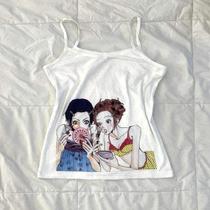 Top Cropped Vintage Sem Mangas Goth Emo Girl Y2k 90s Streetwear Corset Casual Camiseta Feminina - NONE