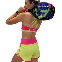 Top cruzado- rosa e verde lima Top cruzado- rosa e verde lima