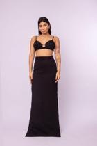 Top curto de alças finas em alfaiataria