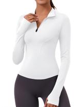 Top curto de treino LOMON de manga comprida branca para mulheres