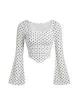 Top curto SweatyRocks, malha, gola quadrada, franzido, branco, 10Y