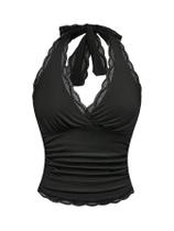 Top curto WDIRARA com estampa de leopardo, frente única, decote em V, sem mangas, para mulheres