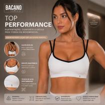 Top de academia Feminino Branco com Tiras Pretas Design Exclusivo Costas Diferenciadas